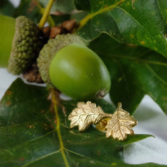 Oak Leaf Solid Gold Earstud
