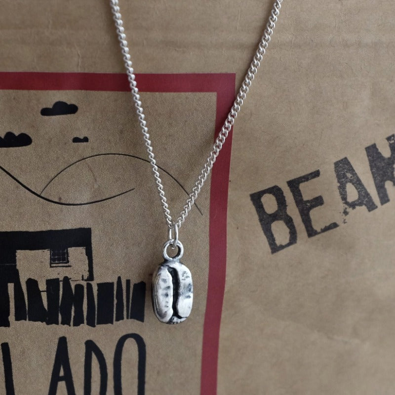 sterling silver coffee bean necklace
