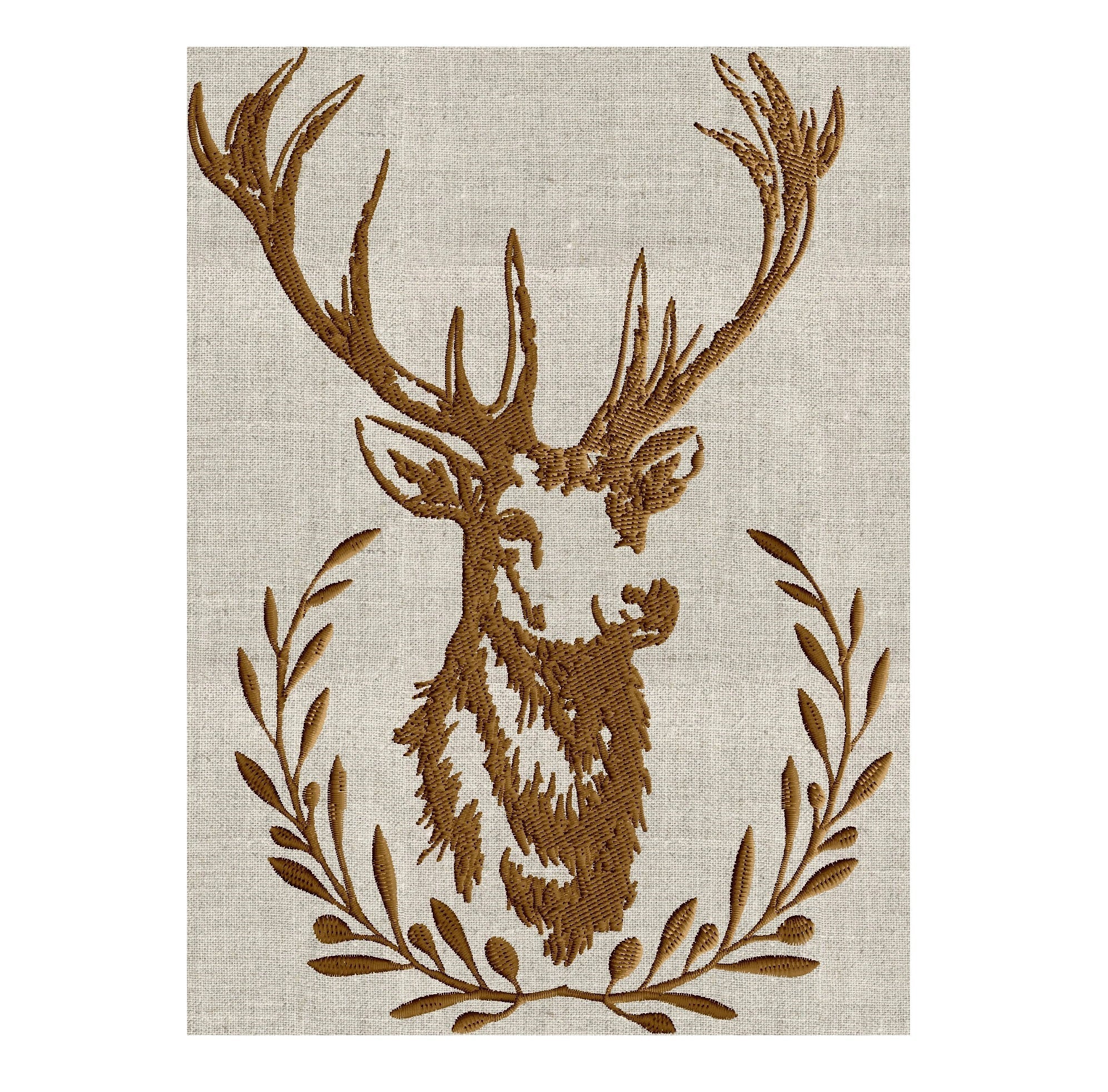 Vintage Stag Buck Deer w wreath Embroidery Design Embroidery DESIGN