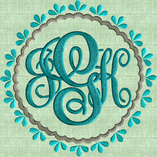 Hollys Round Font Frame Monogram Embroidery Design - Font not included ...