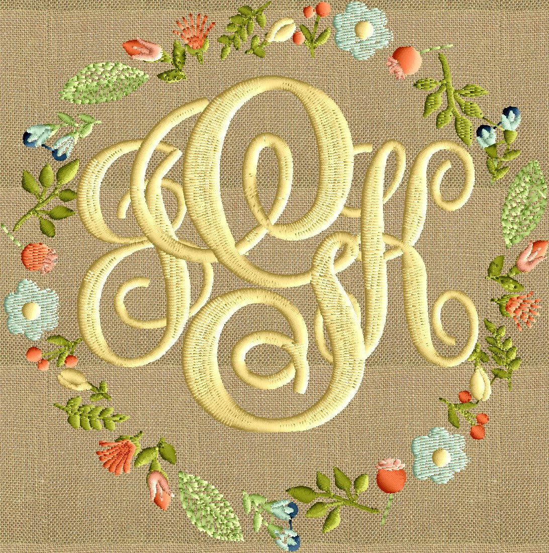 Floral Font Frame Monogram Embroidery Design - Font not included - Ins ...