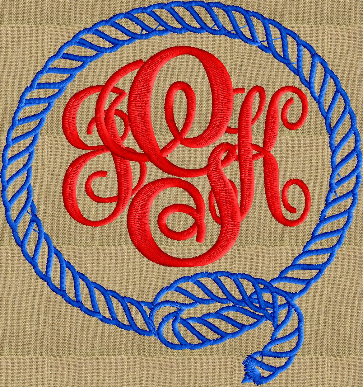 Rope Round Font Frame Monogram Embroidery Design - Font not included ...