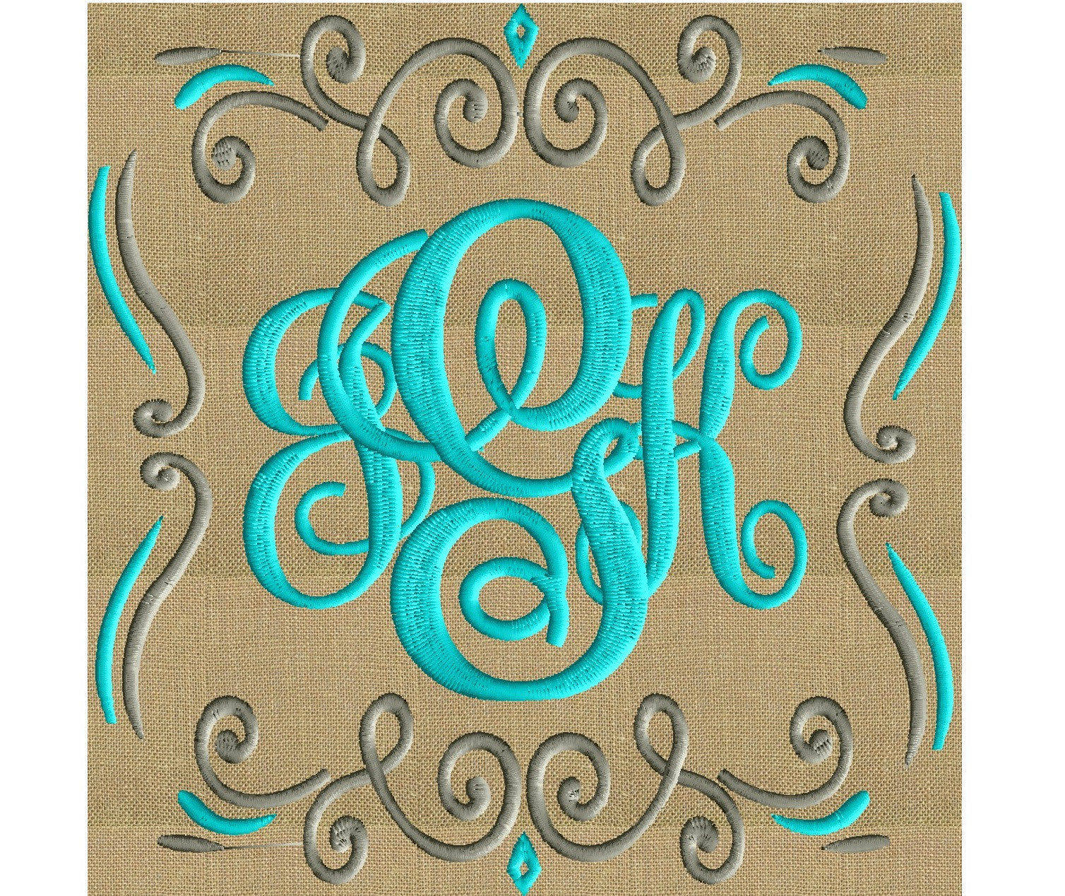 Square Scroll Font Frame Monogram Design EMBROIDERY DESIGN FILE – StitchElf