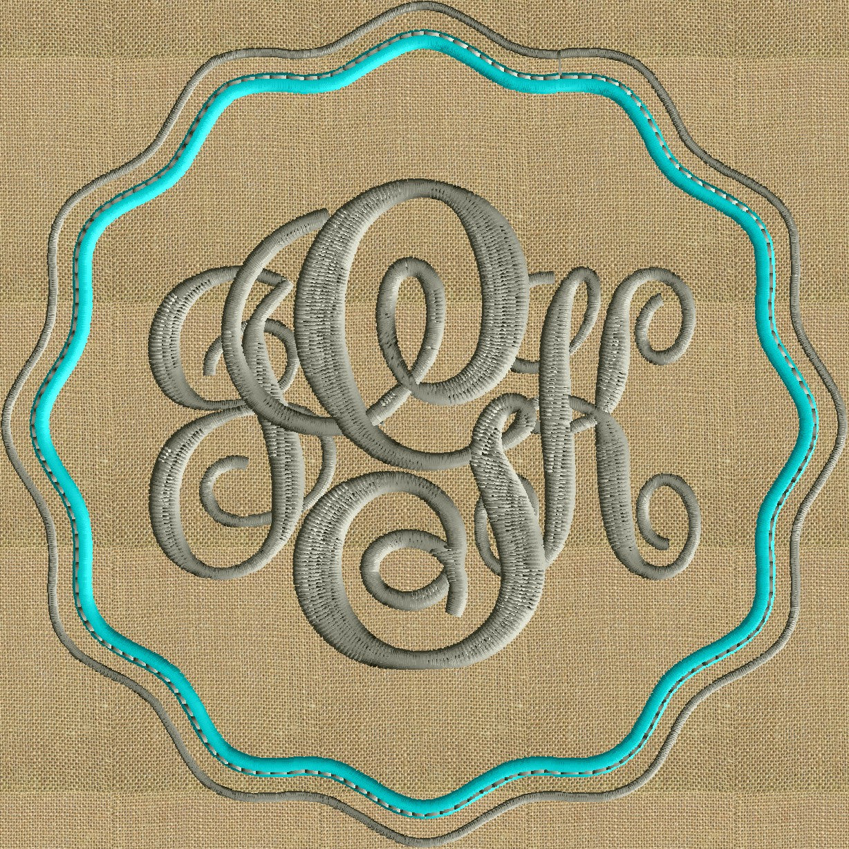 Wavy Round Font Frame Monogram Design -Font not included EMBROIDERY DE ...