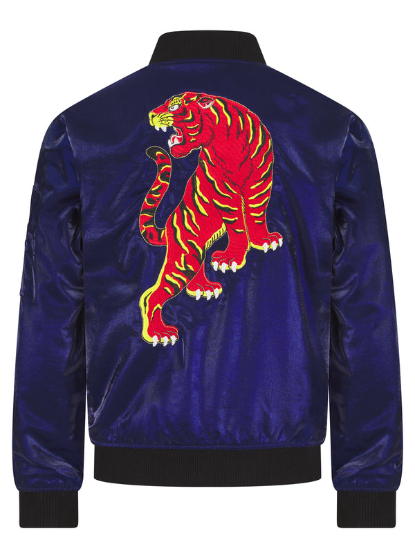 Gucci Black Synthetic Stripe Paneled Tiger Applique Detail Jacket S Gucci |  TLC