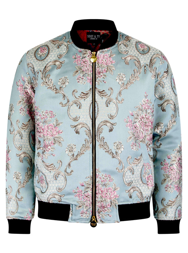 Soot and Ty Vivid Crane Stone Garden Jacquard Unisex Bomber Jacket