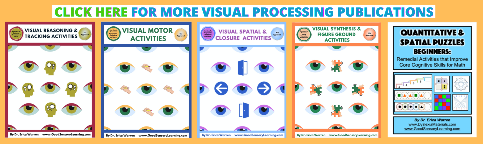 series of five visual processing workbooks