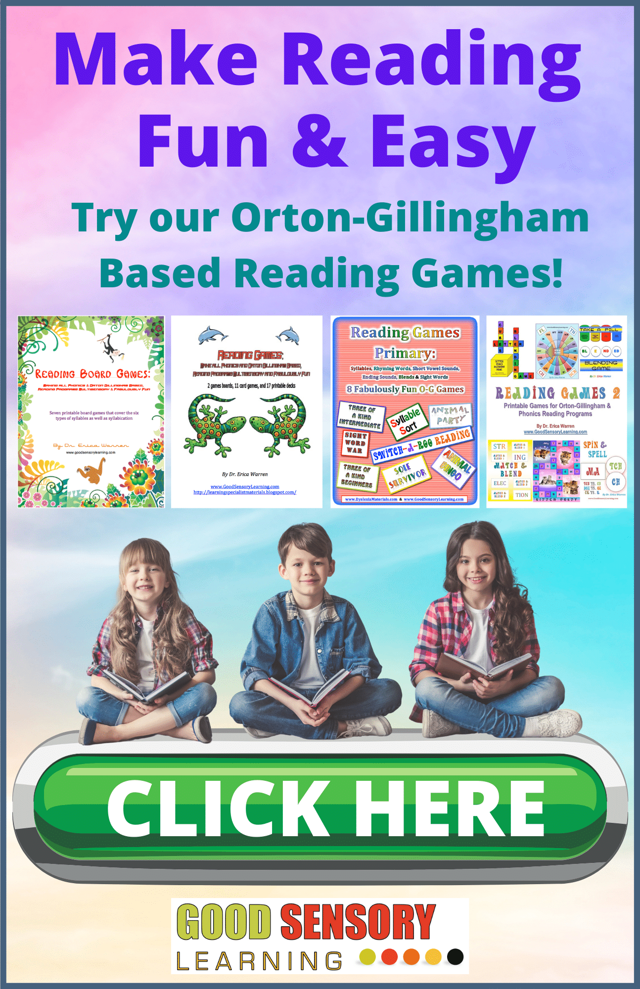 Happy reading kids with rainbow background