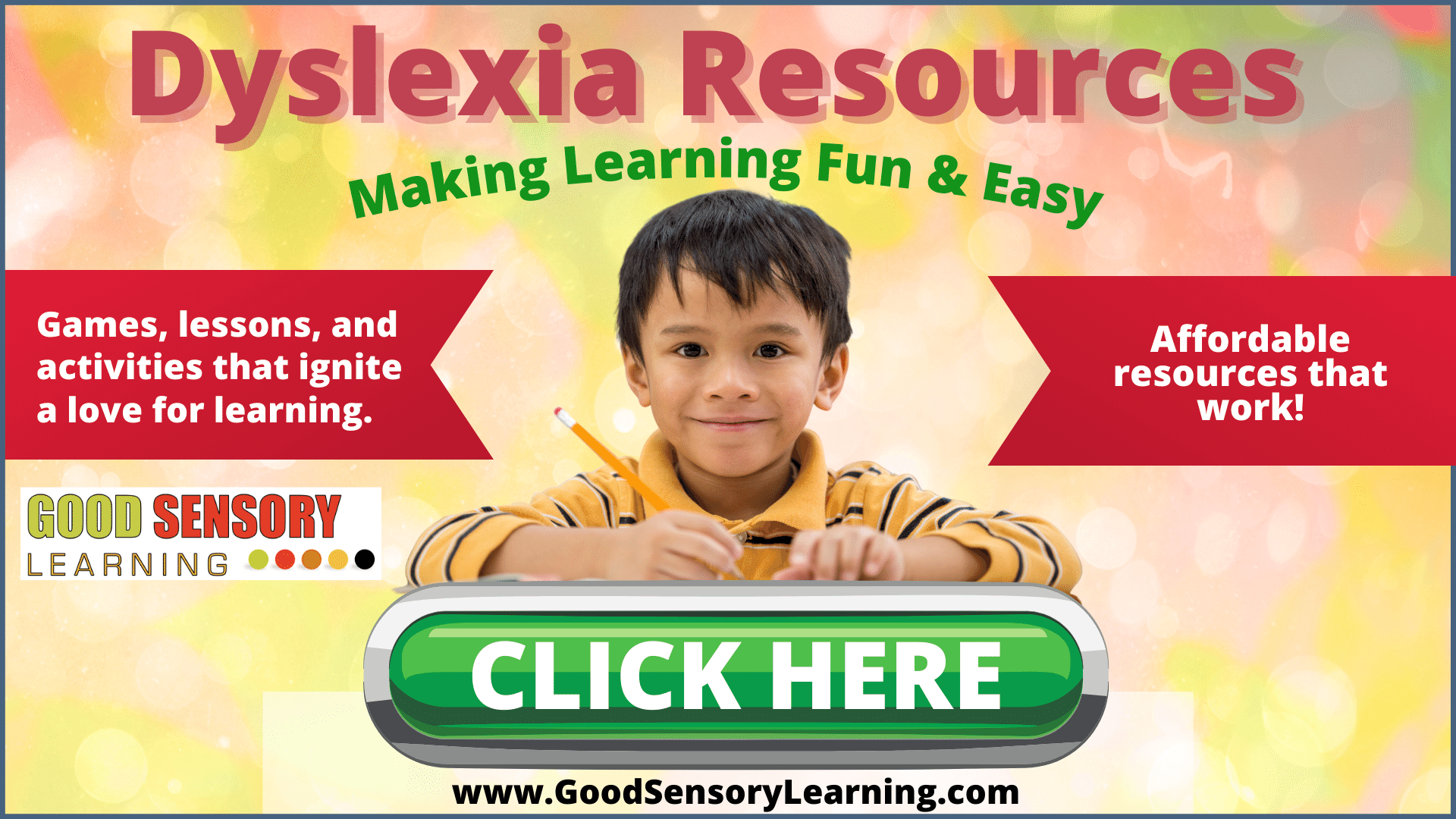 Happy student with dyslexia resources