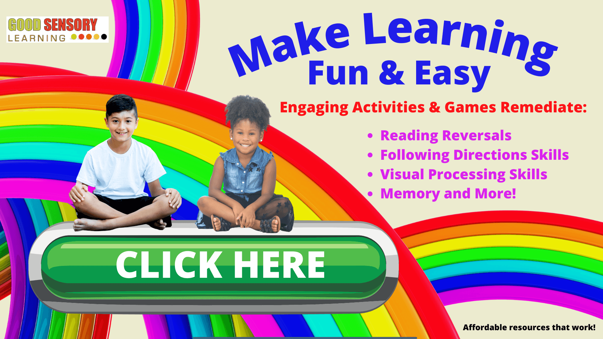 Kids sitting on Rainbows and Good Sensory Learning