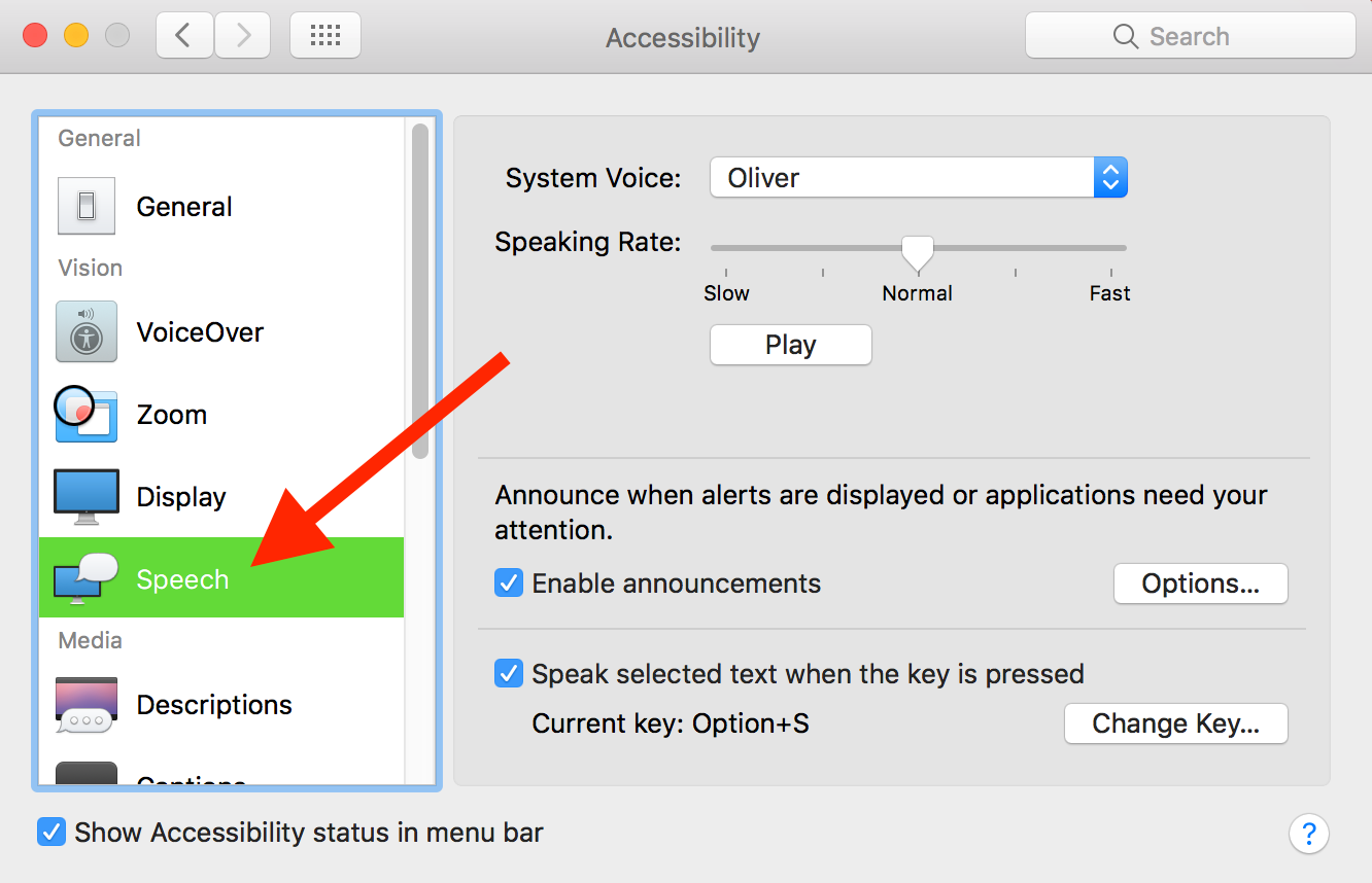 type to speech mac