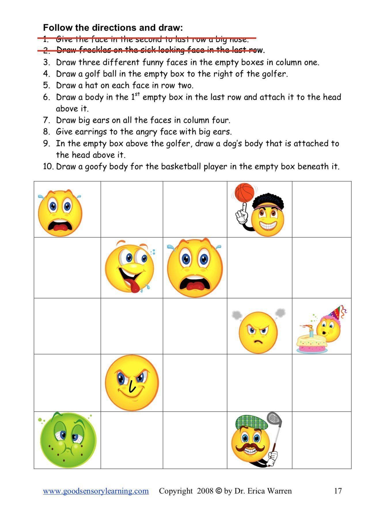 Free Worksheets On Following Directions