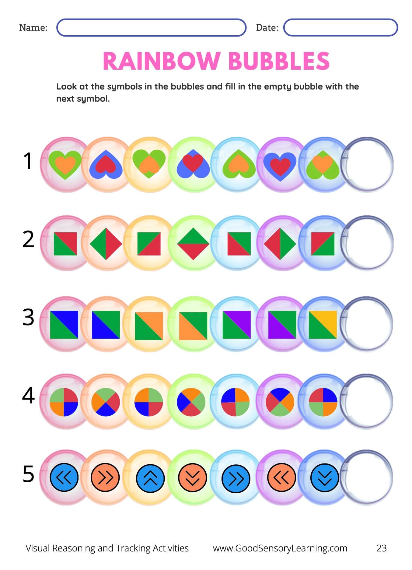 Visual Reasoning and Tracking Activities – Good Sensory Learning