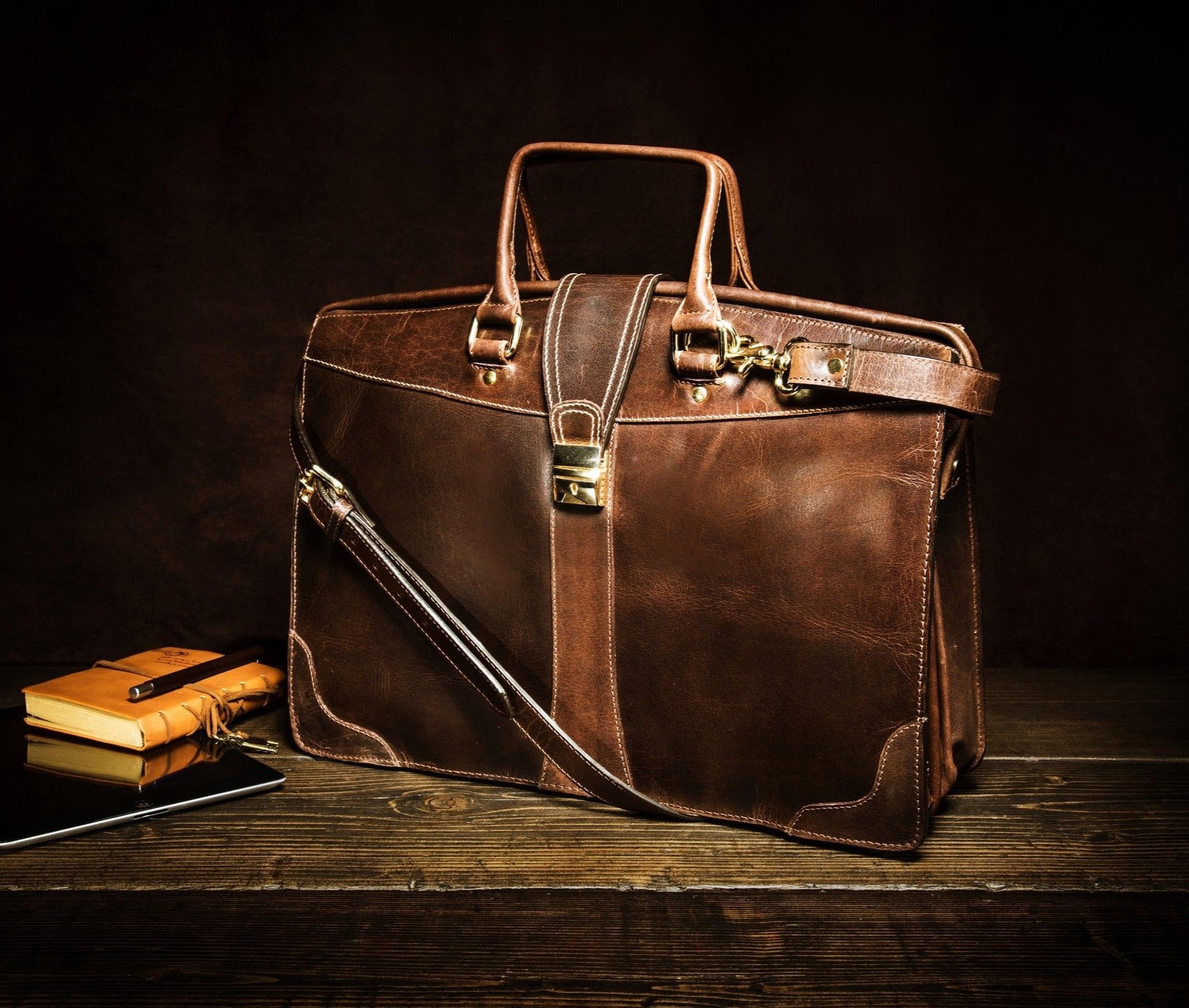 Kalating Real Leather Laptop Briefcase Messenger Bag for Men and Women