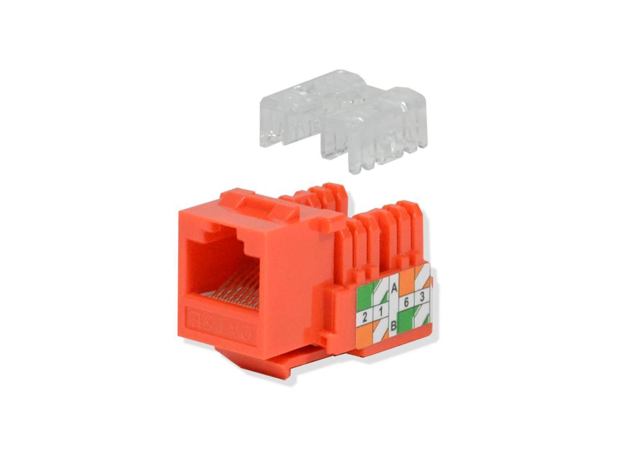 100 pack lot Keystone Jack Cat5e Orange Network Ethernet 110 Punchdown 8P8C