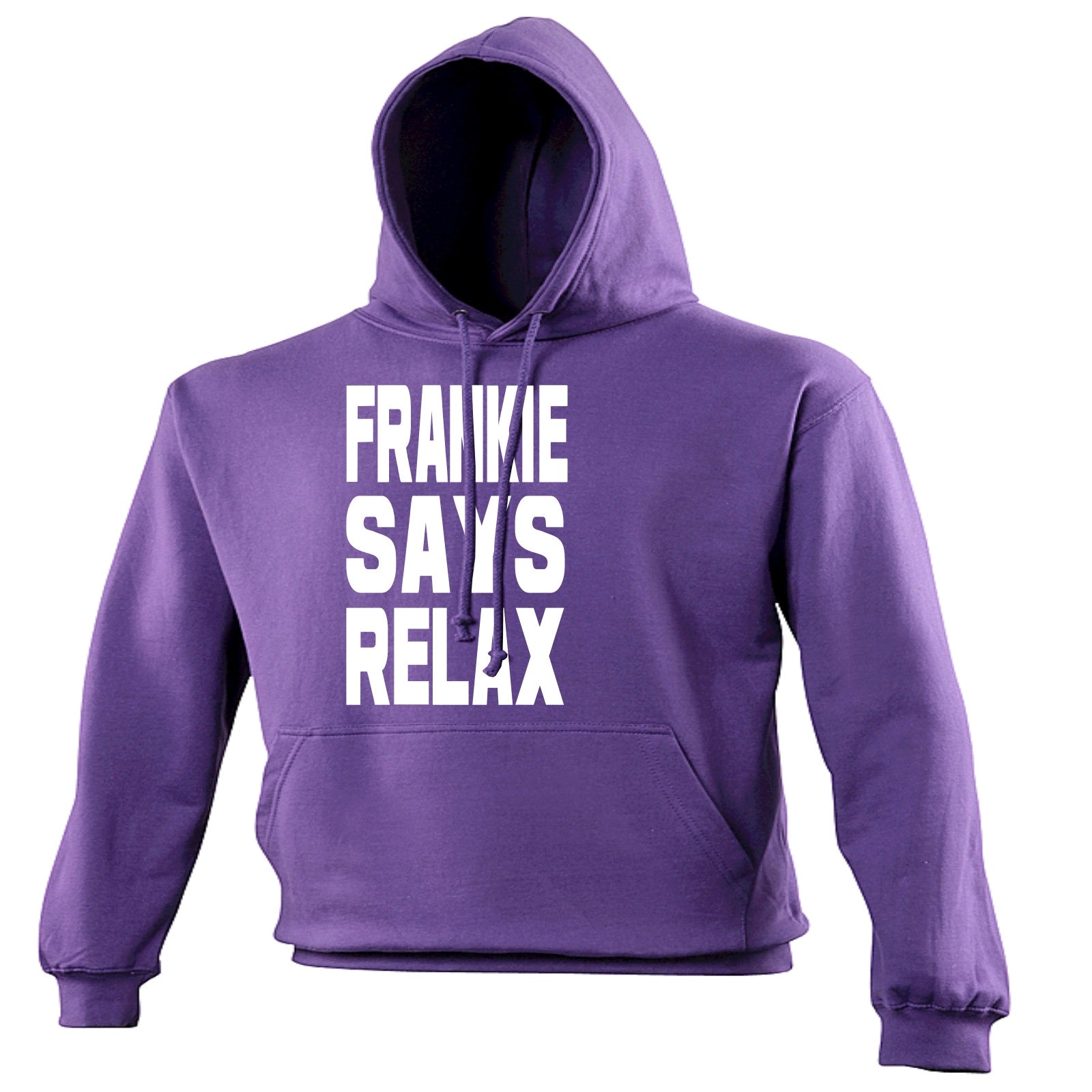 Frankie Says Relax Bold White Logo HOODIE hood birthday retro 80s costume  gift