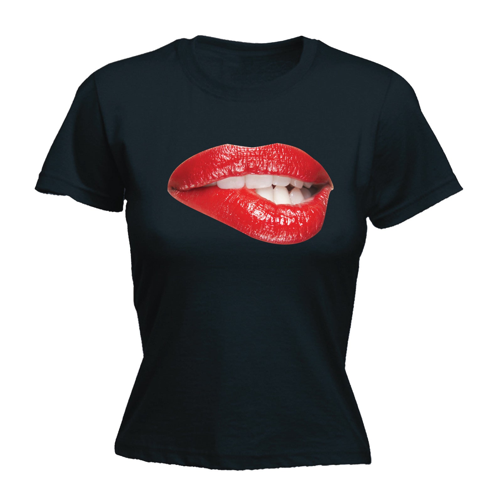 Sexy Biting Red Lips Womens T Shirt Hipster Kiss Funny Mothers Day T