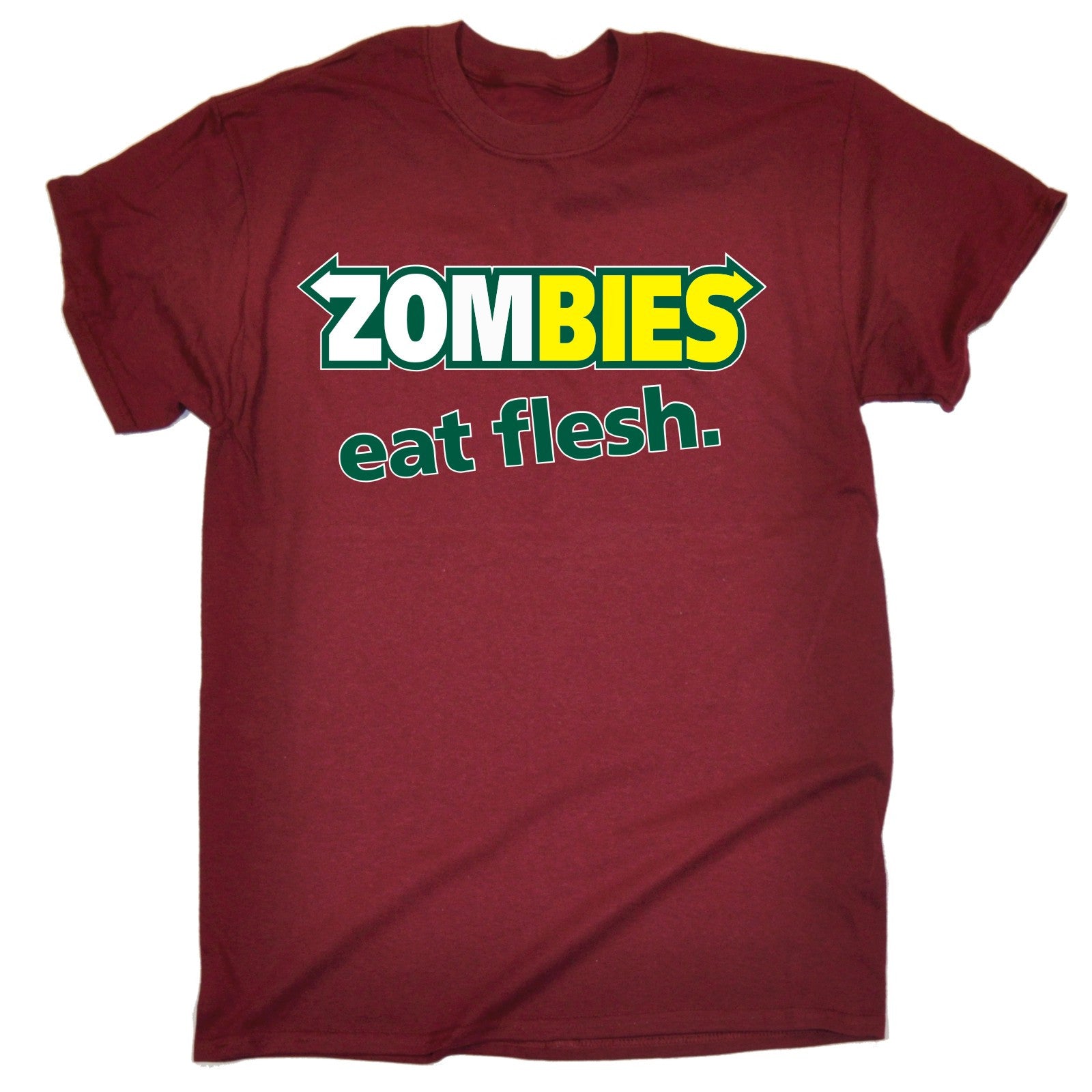 ZOMBIES EAT FLESH T-SHIRT humour dead parody subway walking funny birthday  gift