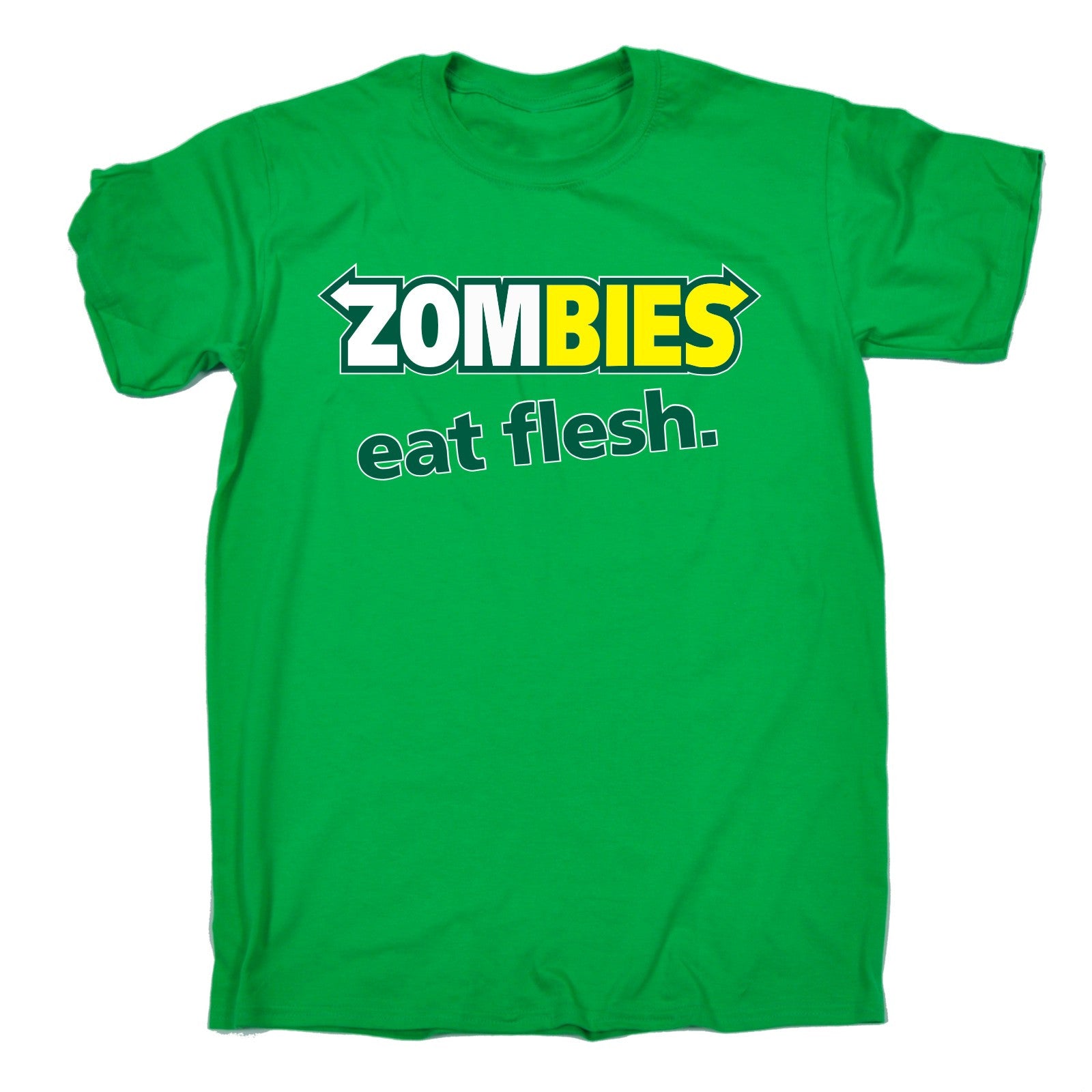 Zombies. Eat Flesh. Subway Parody T-shirt. Funny Zombie T-shirt