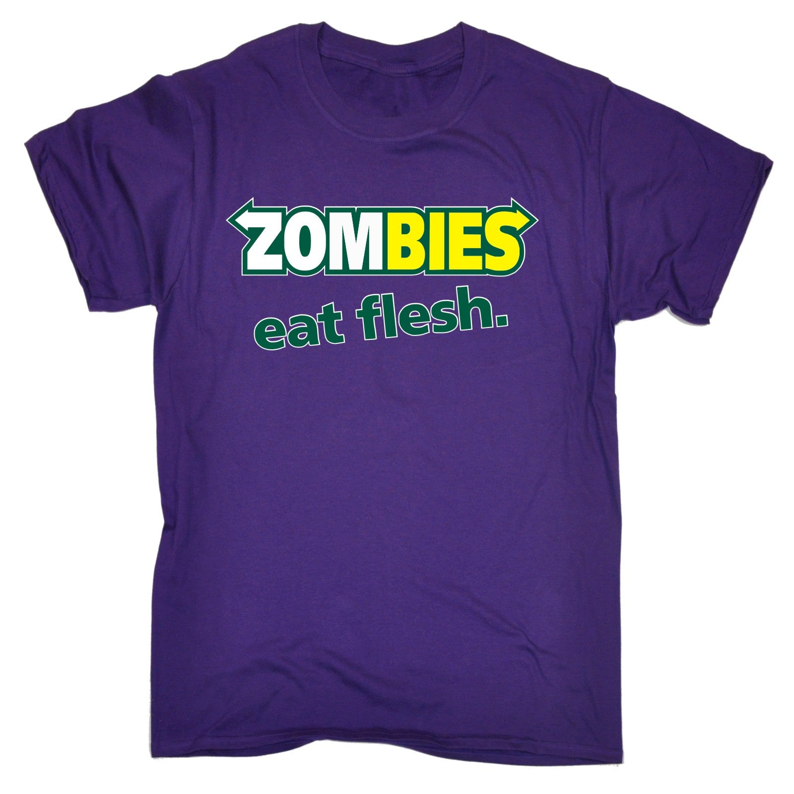 Zombie Eat Flesh Funny Subway Parody Mens Black Pr' Men's T-Shirt