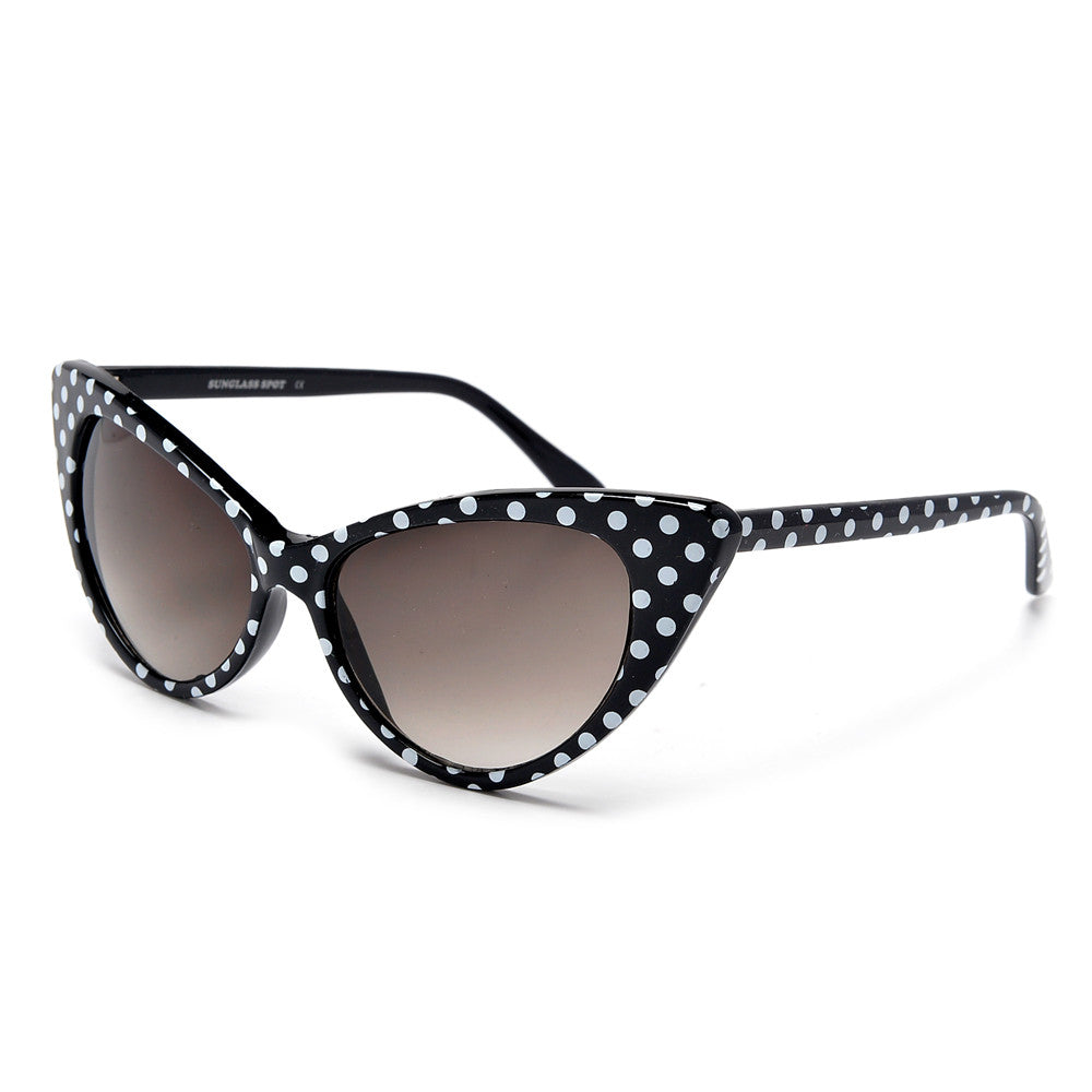 50s Inspired Polka Dot Cat Eye High Fashion Sunglasses Sunglass Spot 