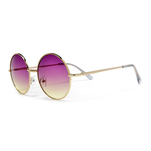 Lennon Inspired Colorful Ombre Lens Retro Round 50mm Metal Sunglasses ...