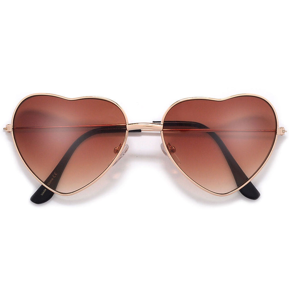 Adorable 58mm Metal Heart Frame Sunglasses Sunglass Spot
