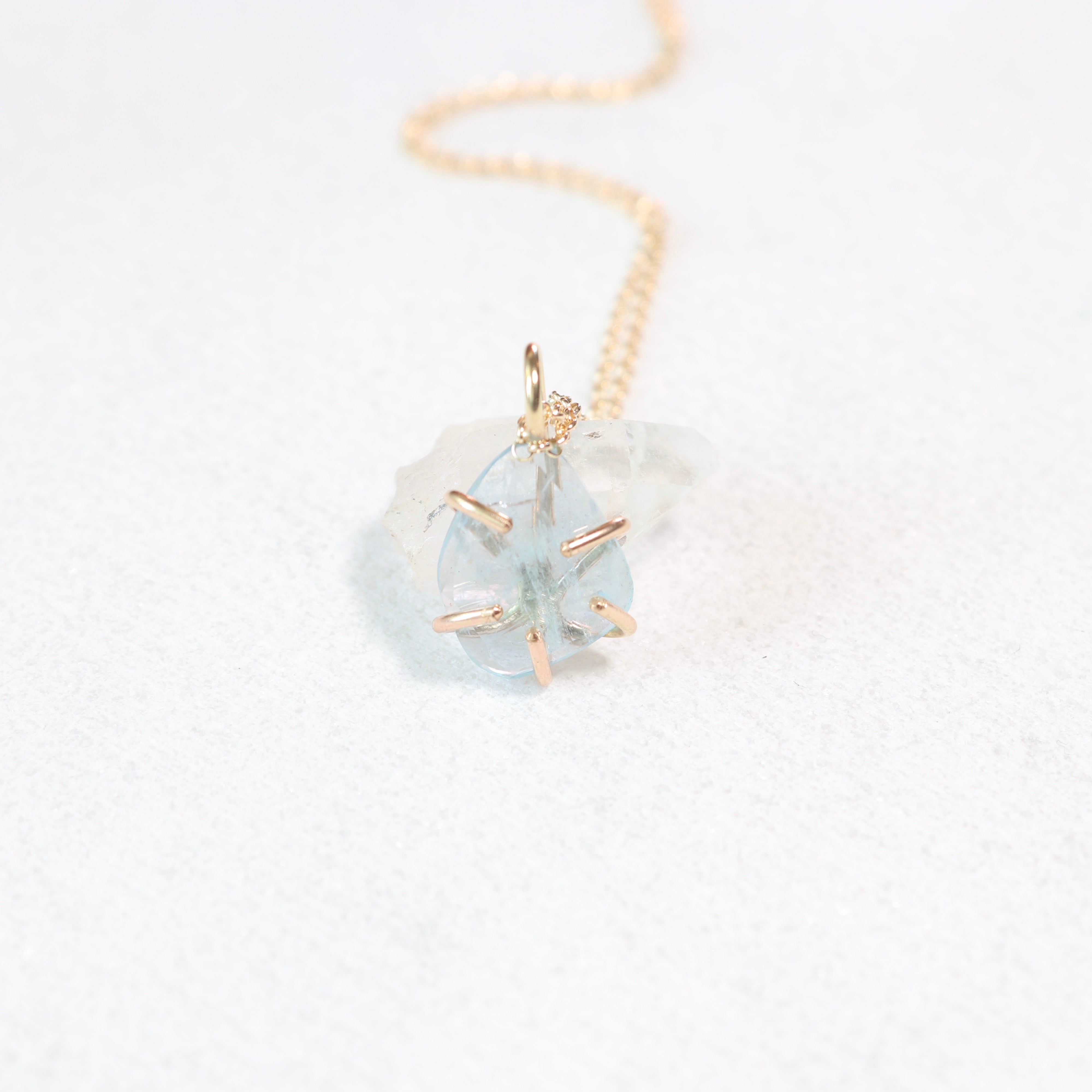 Aquamarine Gemstone Rose Cut Necklace