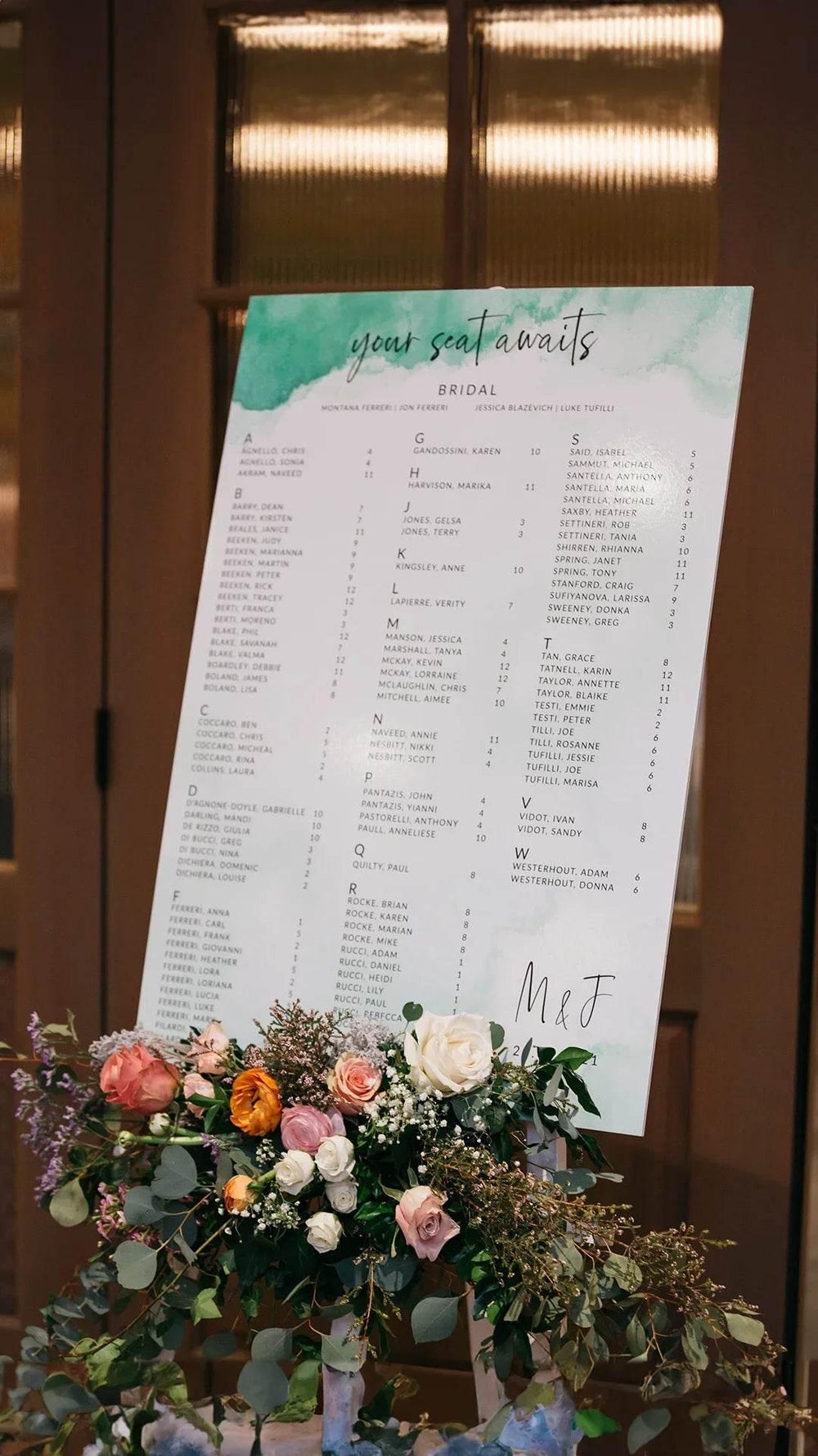 Seating Chart on the easel.webp