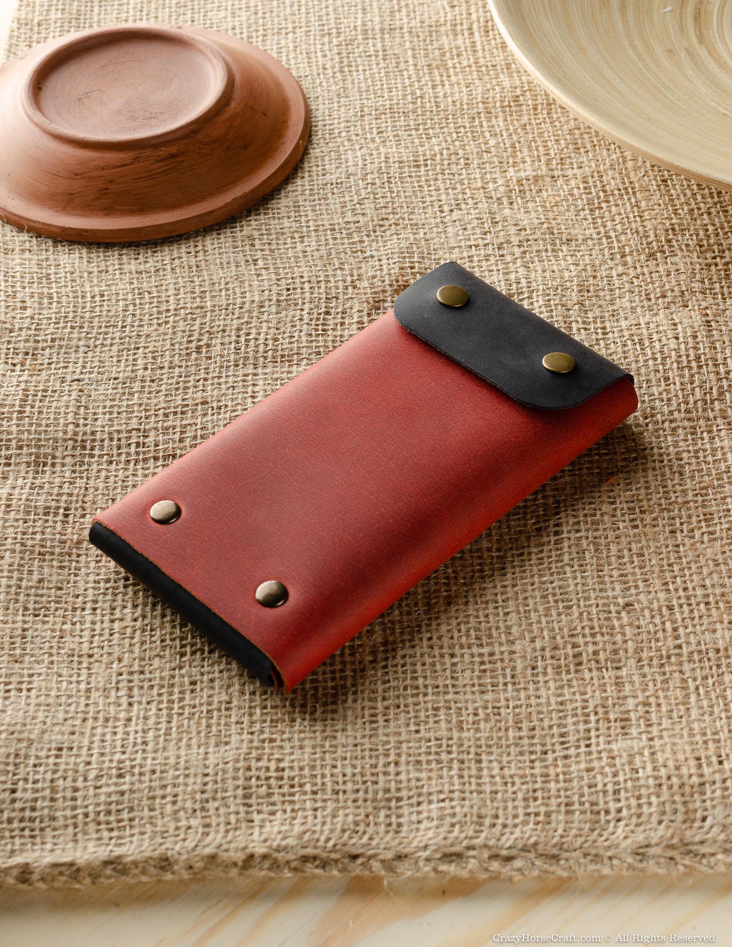 Minimalist Phone case / wallet | Fragola Red – Crazy Horse Craft
