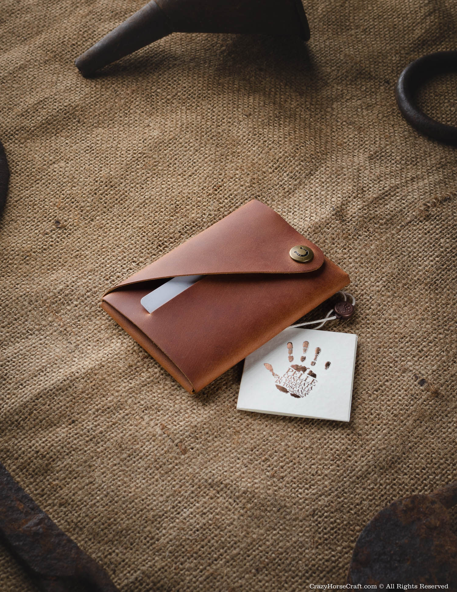 Minimalistic leather wallet/card holder  Classic Brown – Crazy