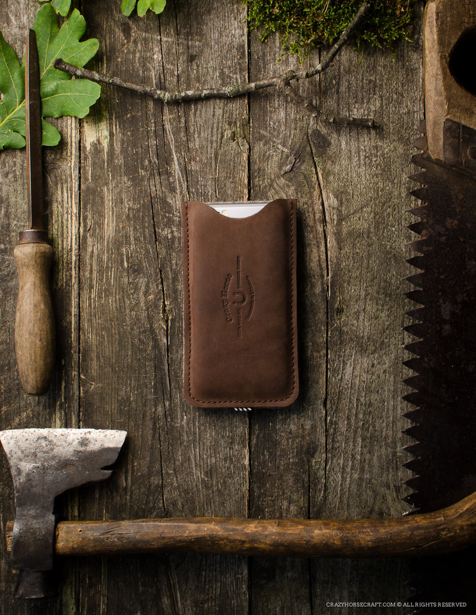 Leather iPhone Case With Card Pocket | WoodBrown – Crazy Horse Craft