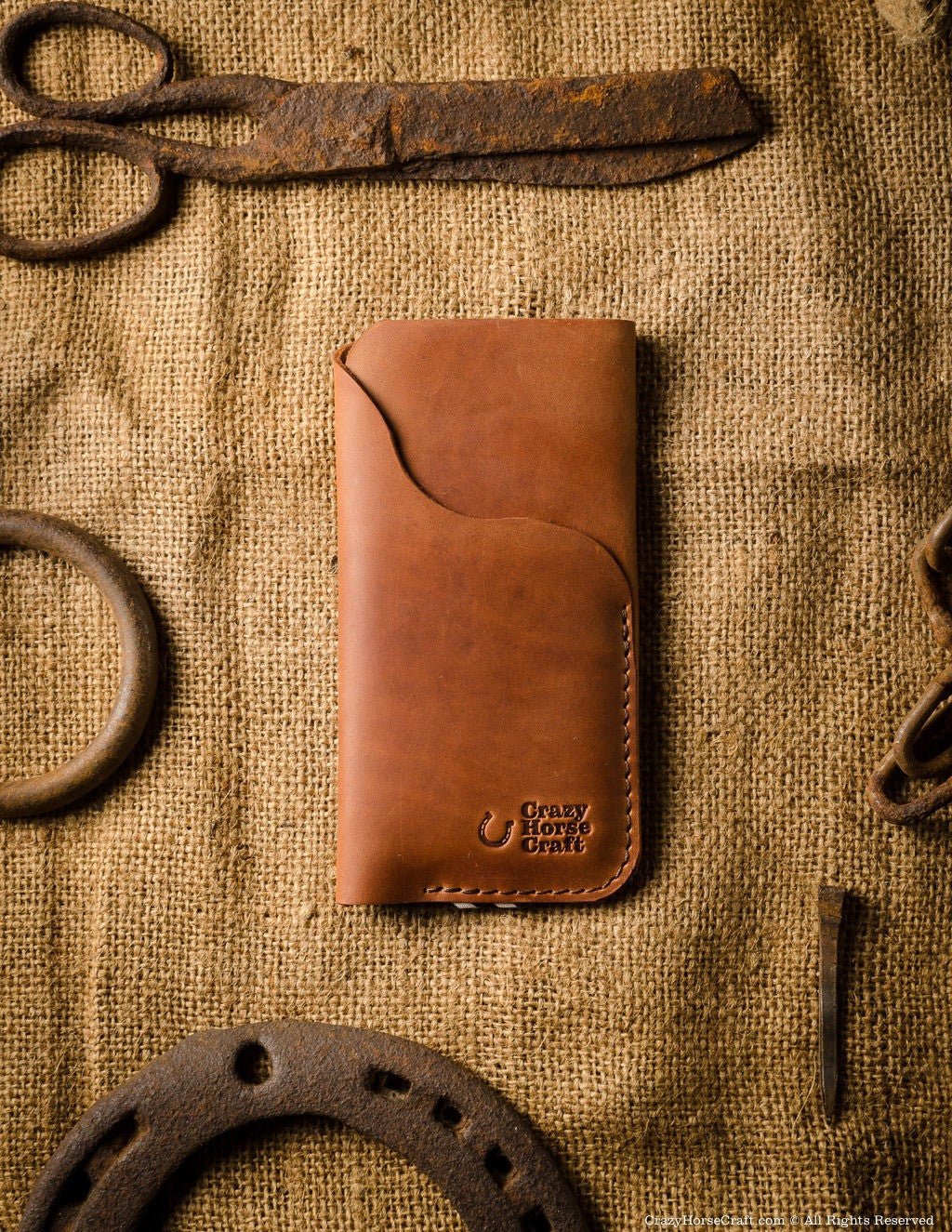 Iphone Leather Case Wallet With Card Holder Classic Brown Crazy Horse Craft