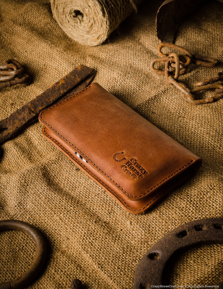 Leather iPhone Wallet / Case for two phones | Classic Orange â€