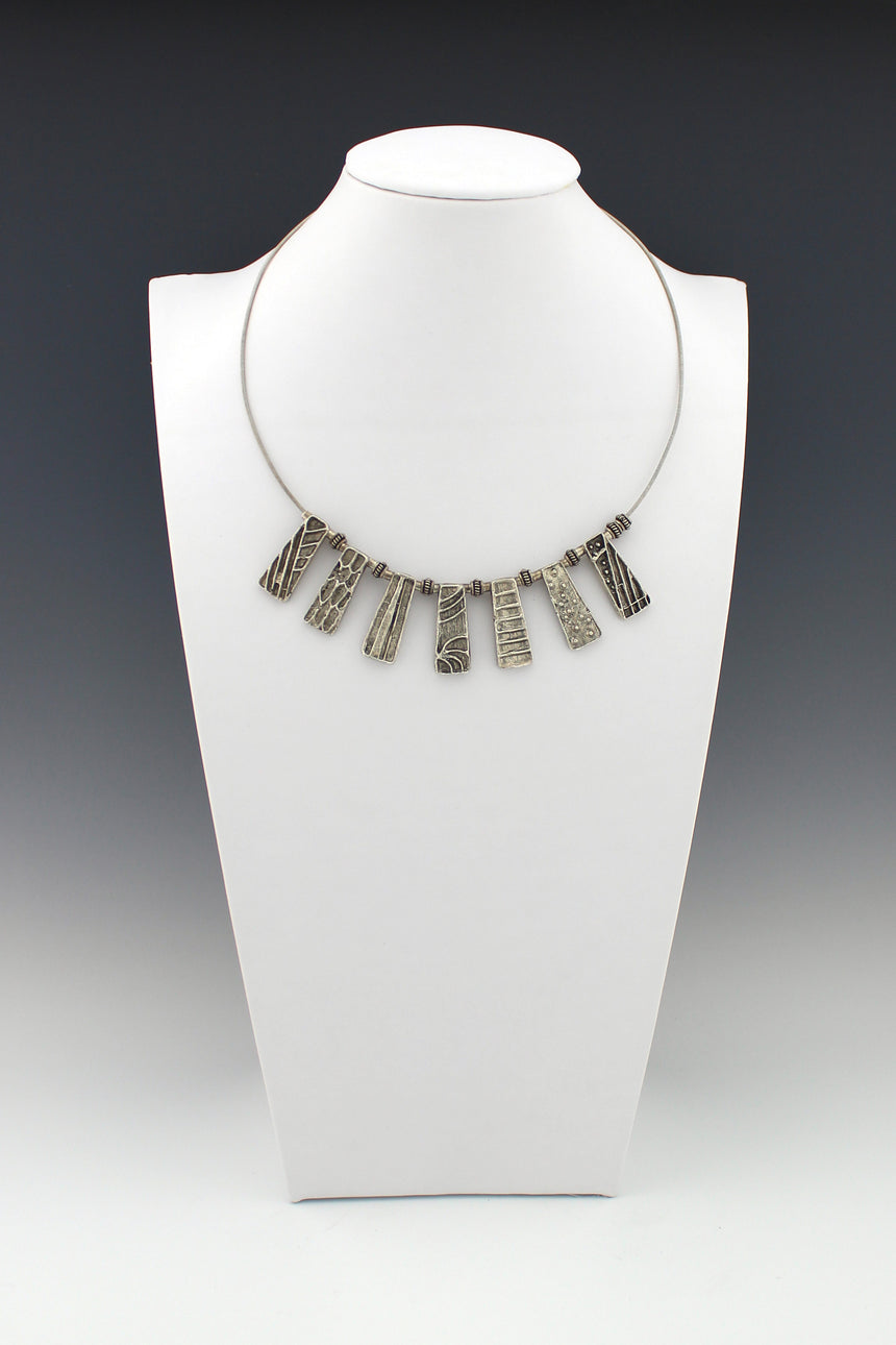 NNG110 HAND WOVEN STERLING SILVER CHAIN FRINGE LONG BIB — SIMON