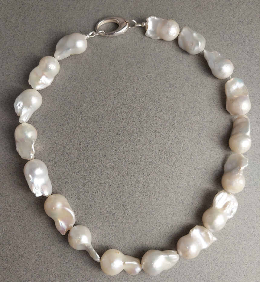Hand Knotted Freshwater Pearl Necklace and Earrings - White Pearls