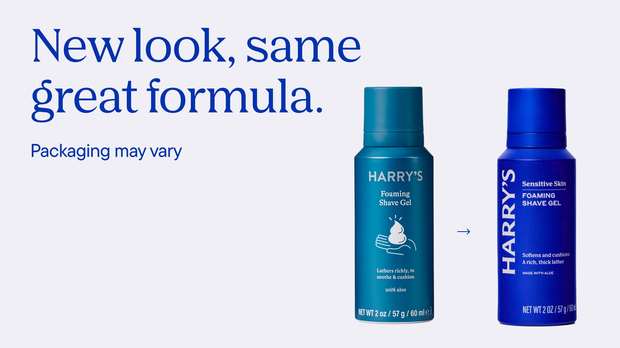 Two bottles of Harry's Foaming Shave Gel on a white background with promotional text.