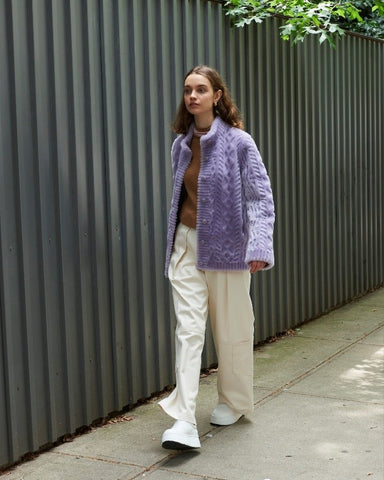 Women in Lavender Shearling for Fall