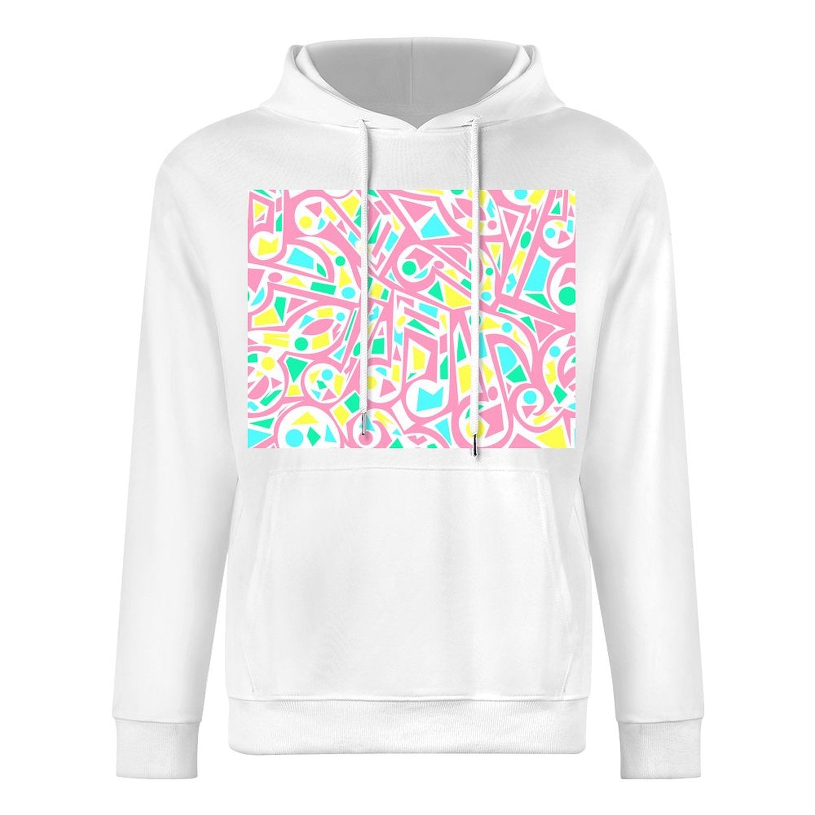 Men Pure Cotton Hooded Sweater Black Notes, Abstract Style 134180