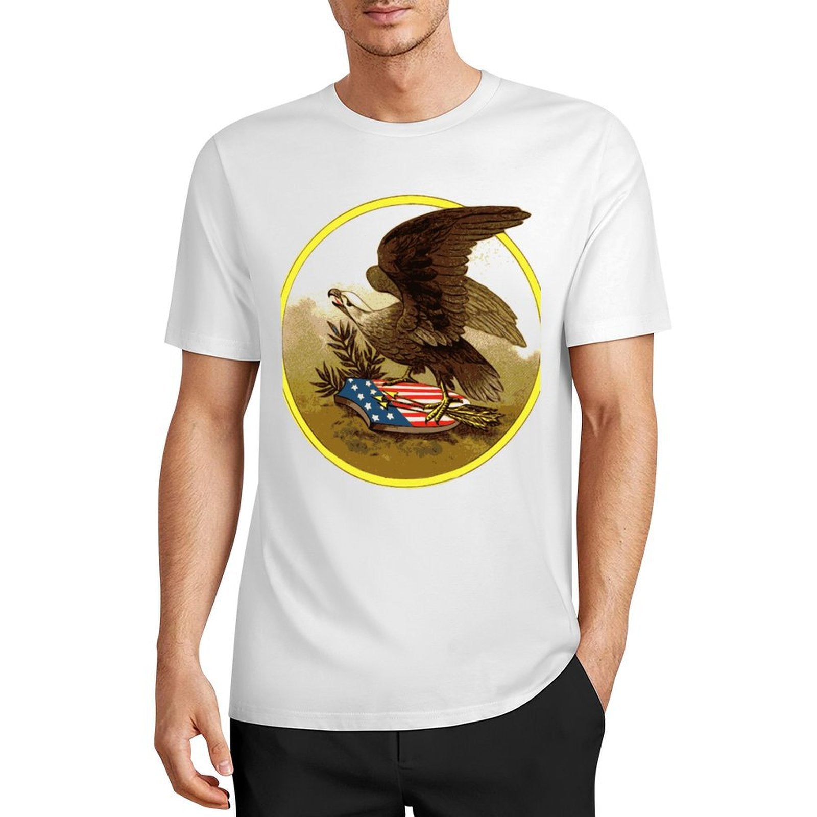 Pure Cotton Short Sleeved T-shirt America, Eagle, Emblem Style 90368