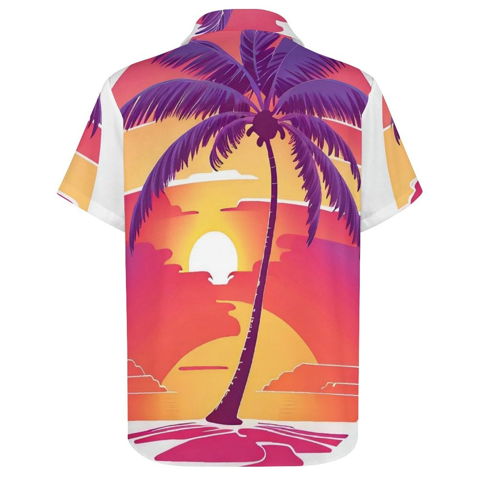 Men A Short Sleeved Shirt White Islands, Coconut Trees, Beaches, Sunsets Style 133644