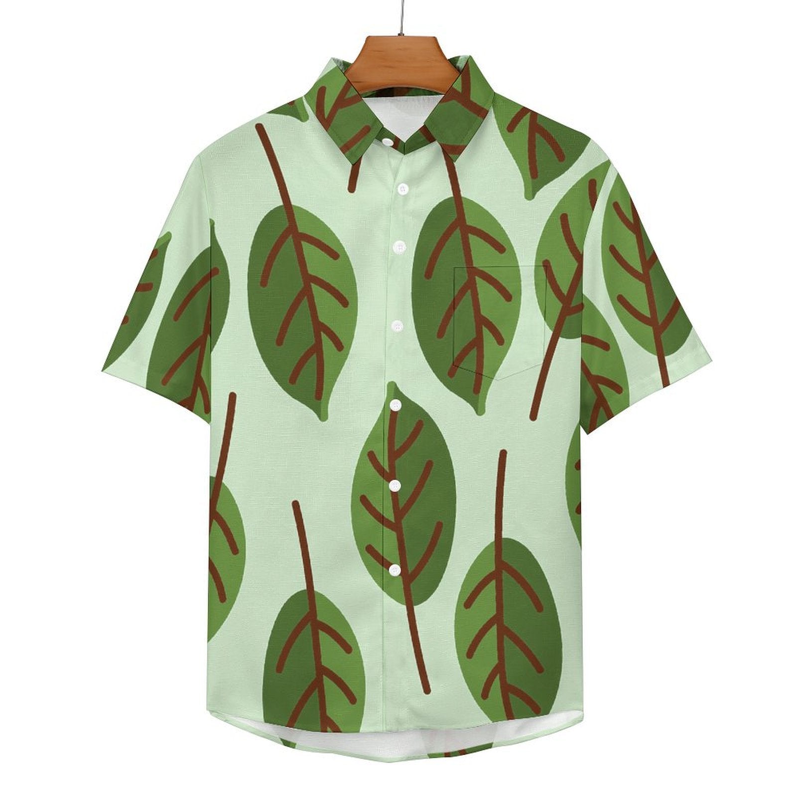 A Short Sleeved Shirt White Leaves Style 138004