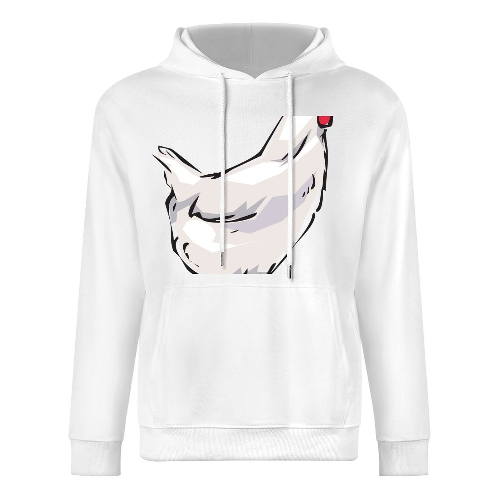 Men Pure Cotton Hooded Sweater Black White, Rooster Style 133678