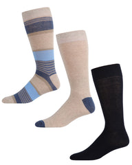 Men's Cotton Blend Striped Crew Socks 3-Pack