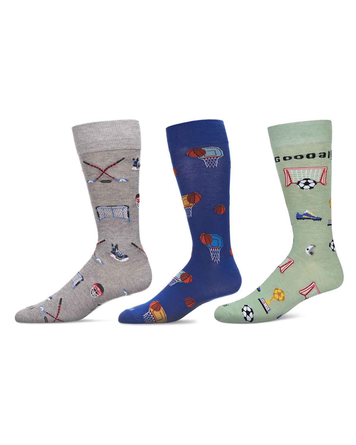 Men's 3 Pair Pack Novelty Sports Crew Socks