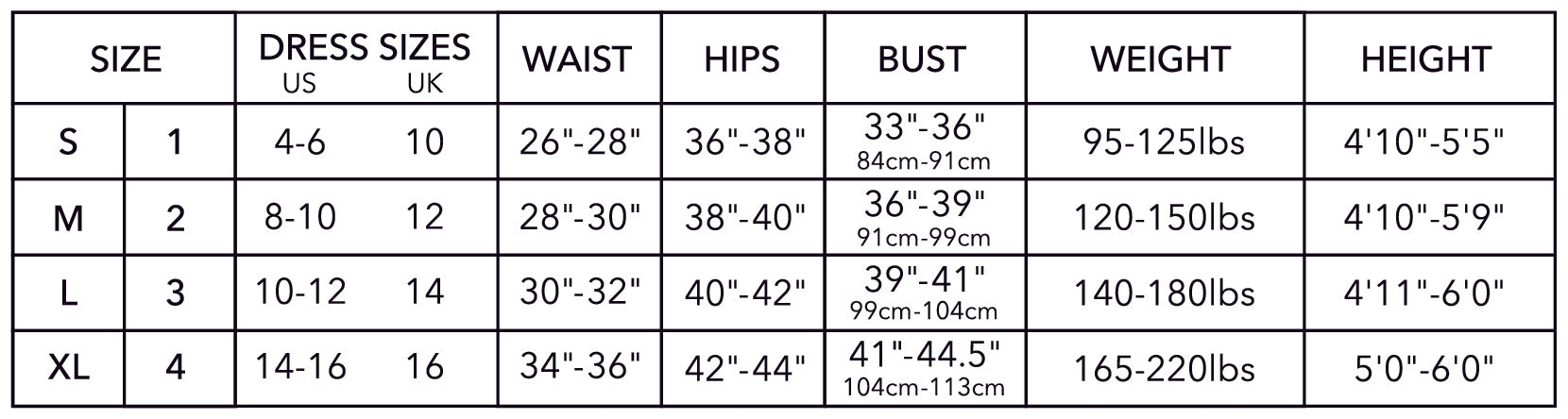 Zoe Maternity Size Chart