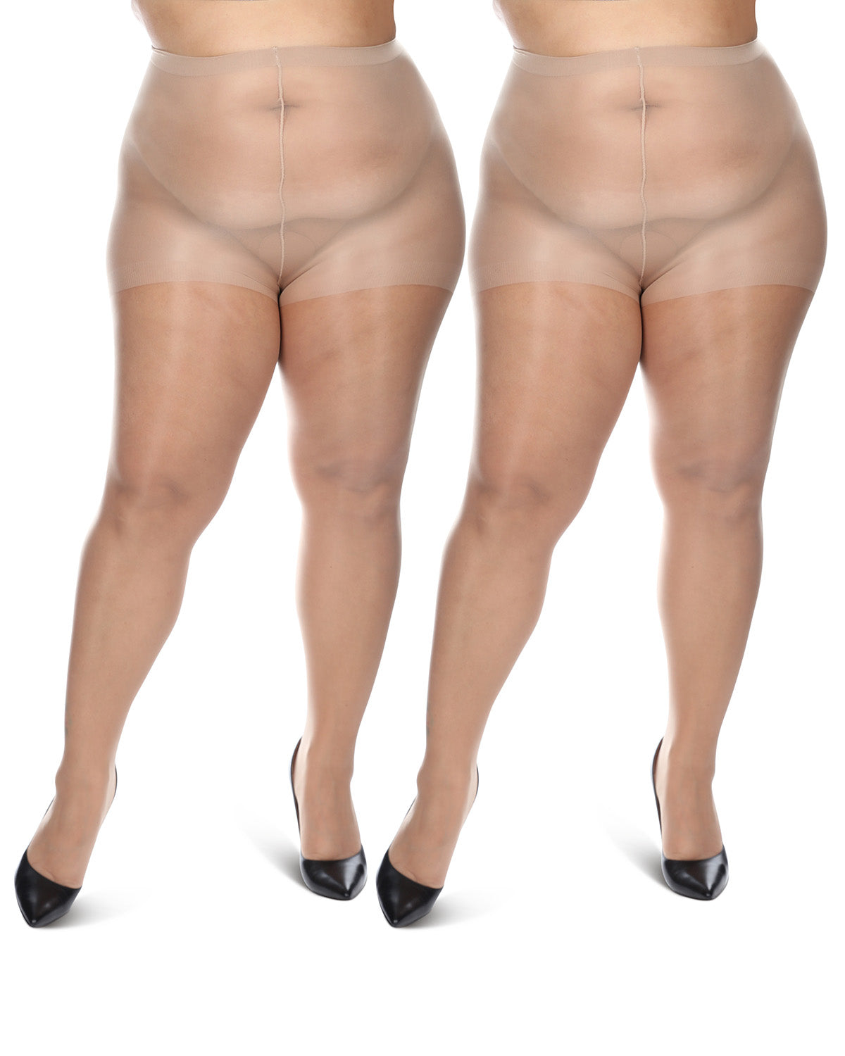 Women's 2 Pack Plus Size Satin Sheer Nylon Pantyhose