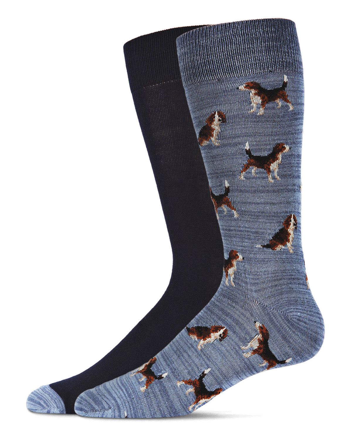 Men's 2 Pair Pack Beagle Dog Novelty Crew Socks