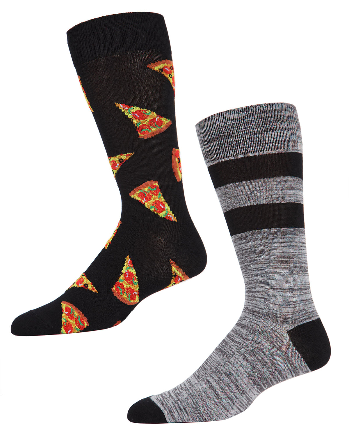 Men's 2 Pair Pack Novelty Pizza Time Crew Socks