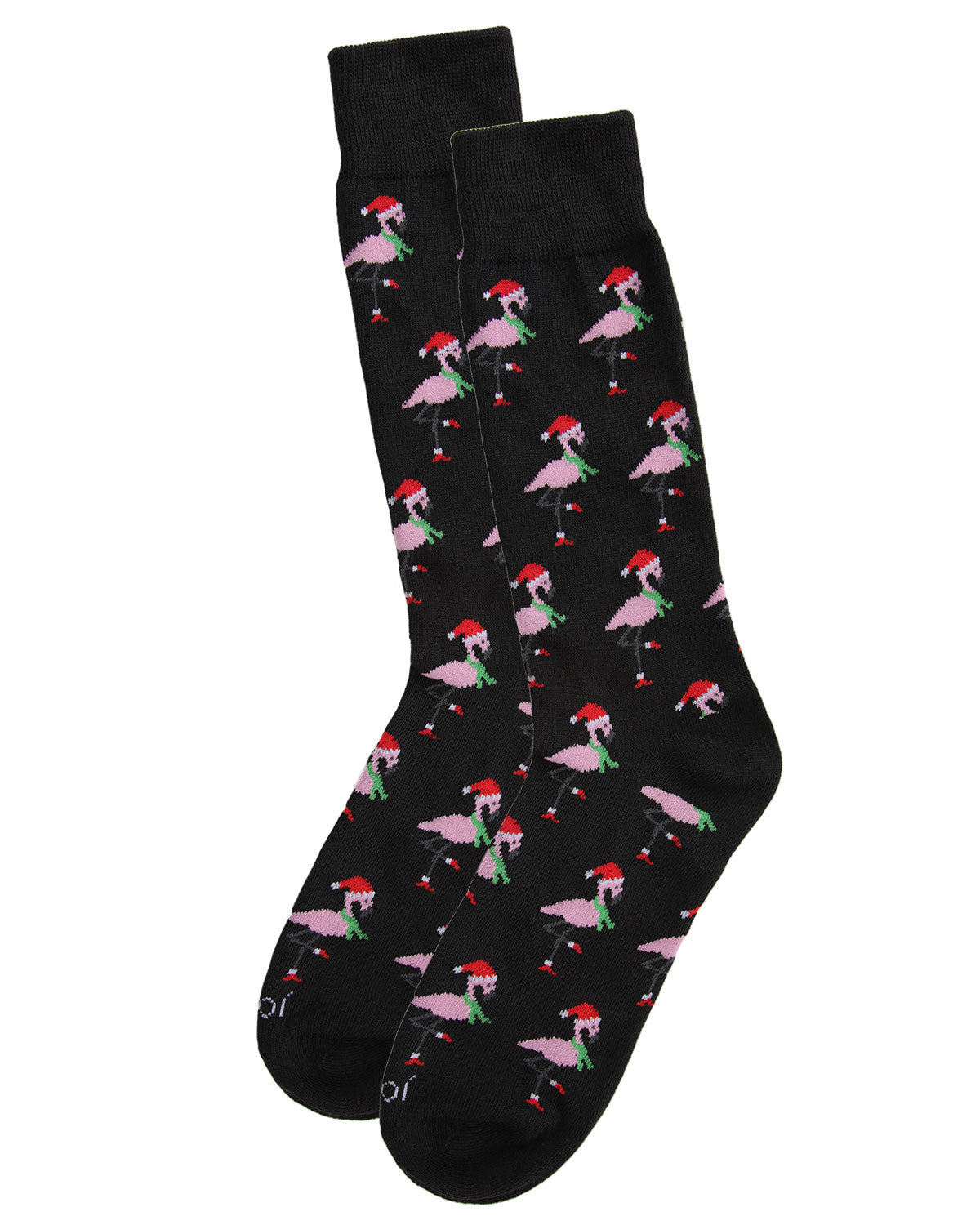 Men's Christmas Festive Flamingo Bamboo Blend Crew Socks